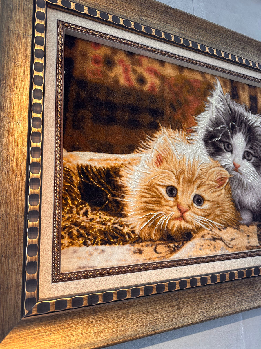 新着】ペルシャ絵画絨毯 [絨毯]39×59cm [額込]57×77cm 手織り(PPC-0107