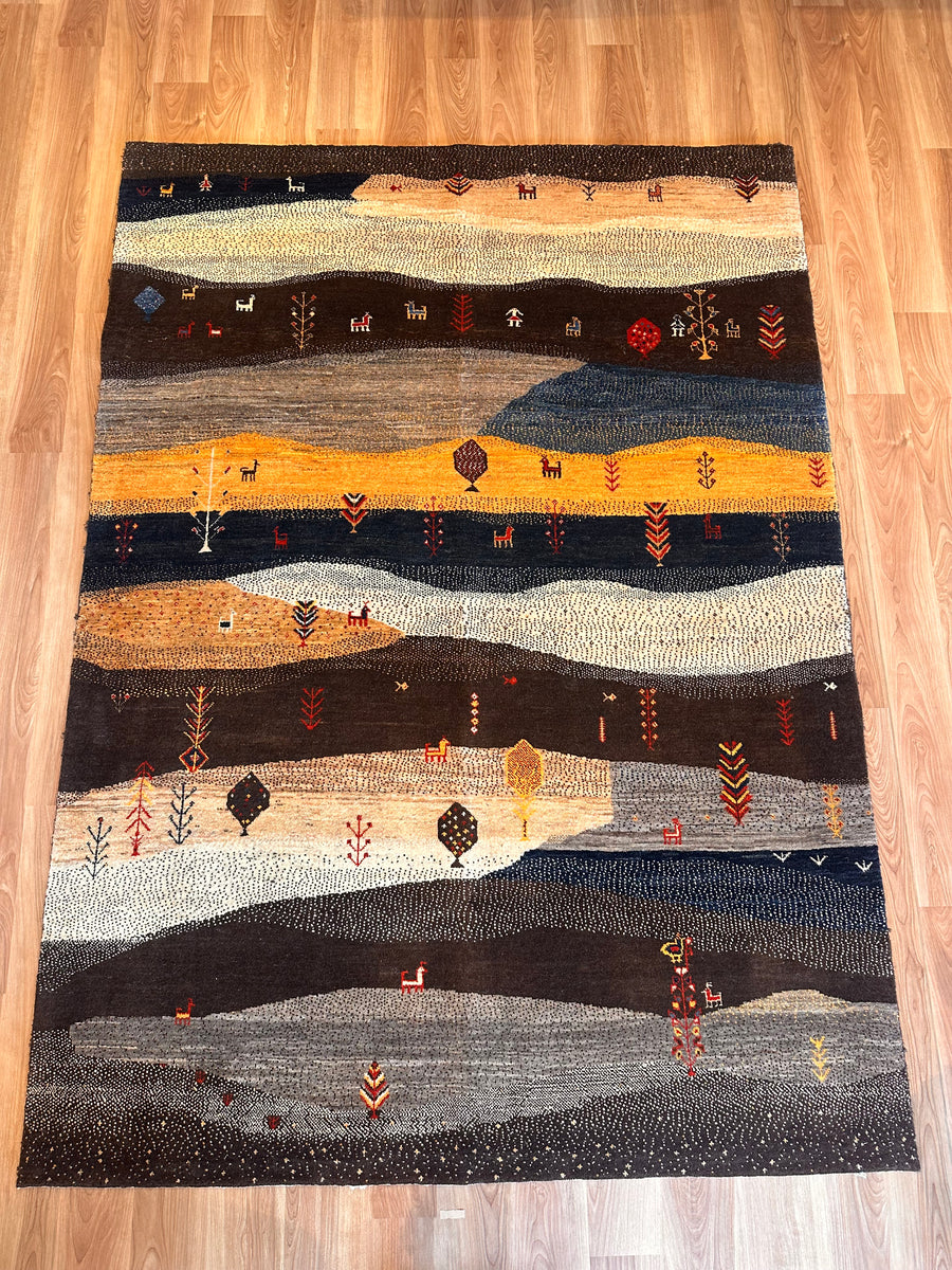 ギャッベ リビングサイズ 254×192cm 手織り 茶青(GL-6159) – ギャッベ