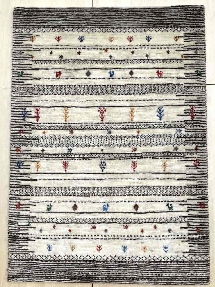 ギャッベ 玄関マットサイズ 101×72cm 手織り (GD-0009)１