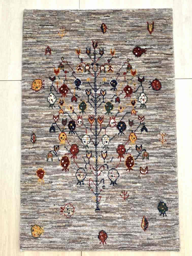 ギャッベ 玄関マットサイズ 105×67cm 手織り (GD-0016)１