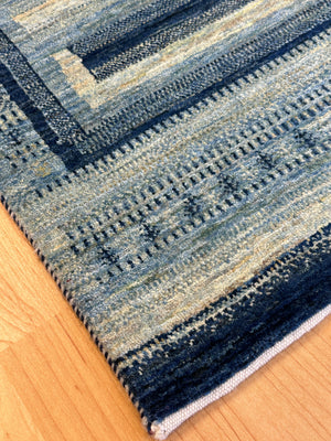 ギャッベ 玄関マットサイズ 93×62cm 手織り 青 (GD-0913)