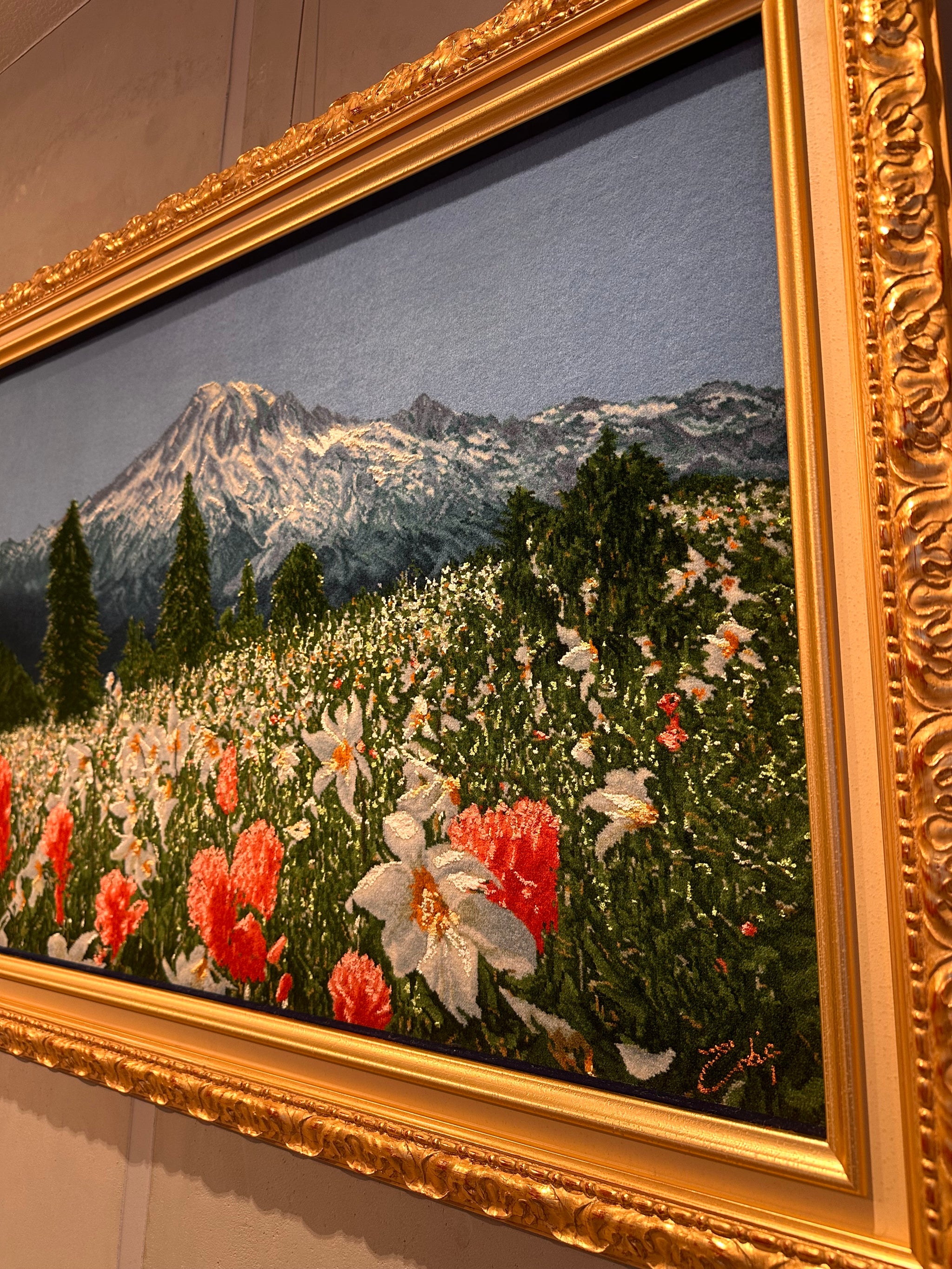 新着】ペルシャ絵画絨毯 [絨毯53×76cm [額込]63×87cm 手織り(PPC-0087