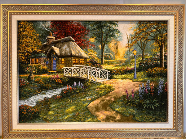美品】ペルシャ絨毯絵画 風景画 点画 サイン入り 大 - メルカリ