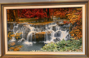 【新着】ペルシャ絵画絨毯 [絨毯]68×112cm [額込]83×129cm 手織り(PPC-0091)
