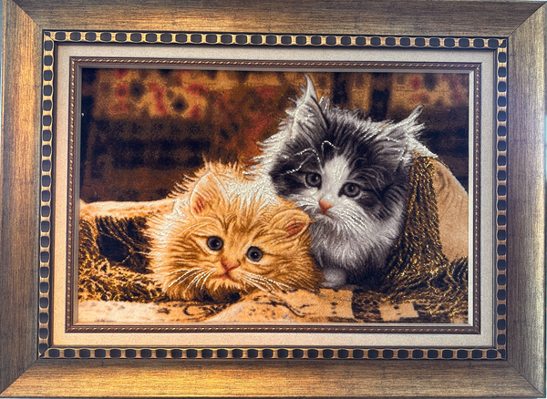 額入り絨毯　73×117 cm 新着】ペルシャ絵画絨毯 [絨毯]39×59cm [額込]57×77cm 手織り