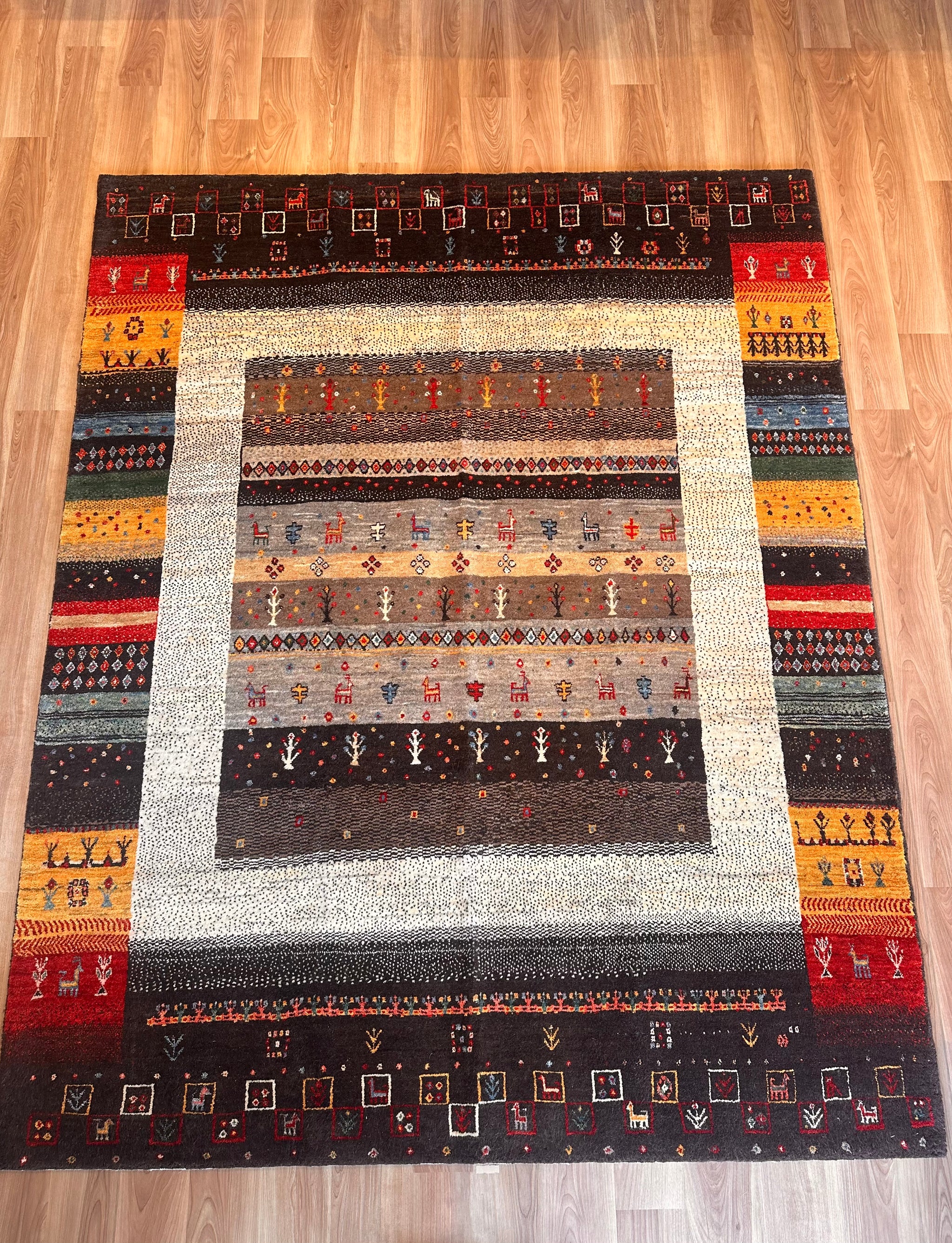 ギャッベ リビングサイズ 258×206cm 手織り 茶(GL-6157) – ギャッベ