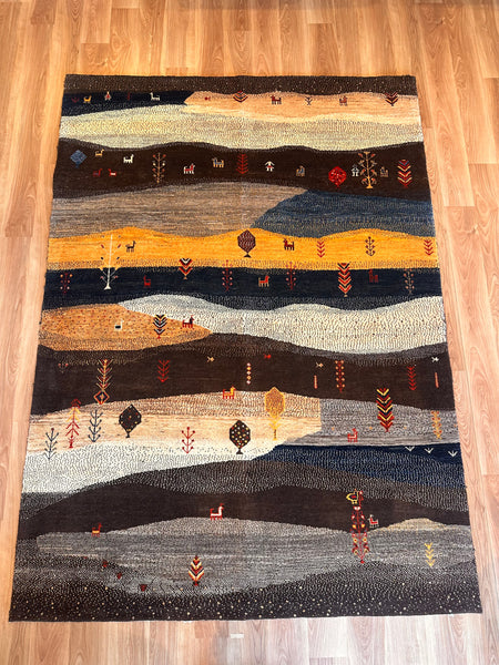 ギャッベ リビングサイズ 254×192cm 手織り 茶青(GL-6159) – ギャッベ