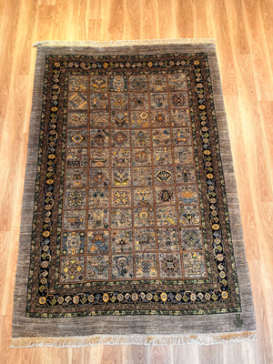 エクセレントギャッベ 215×150cm 手織り グレー(GE-0336)