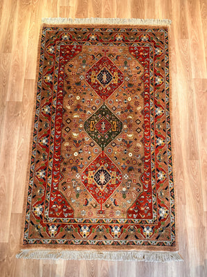エクセレントギャッベ 215×135cm 手織り ベージュ (GE-0338)
