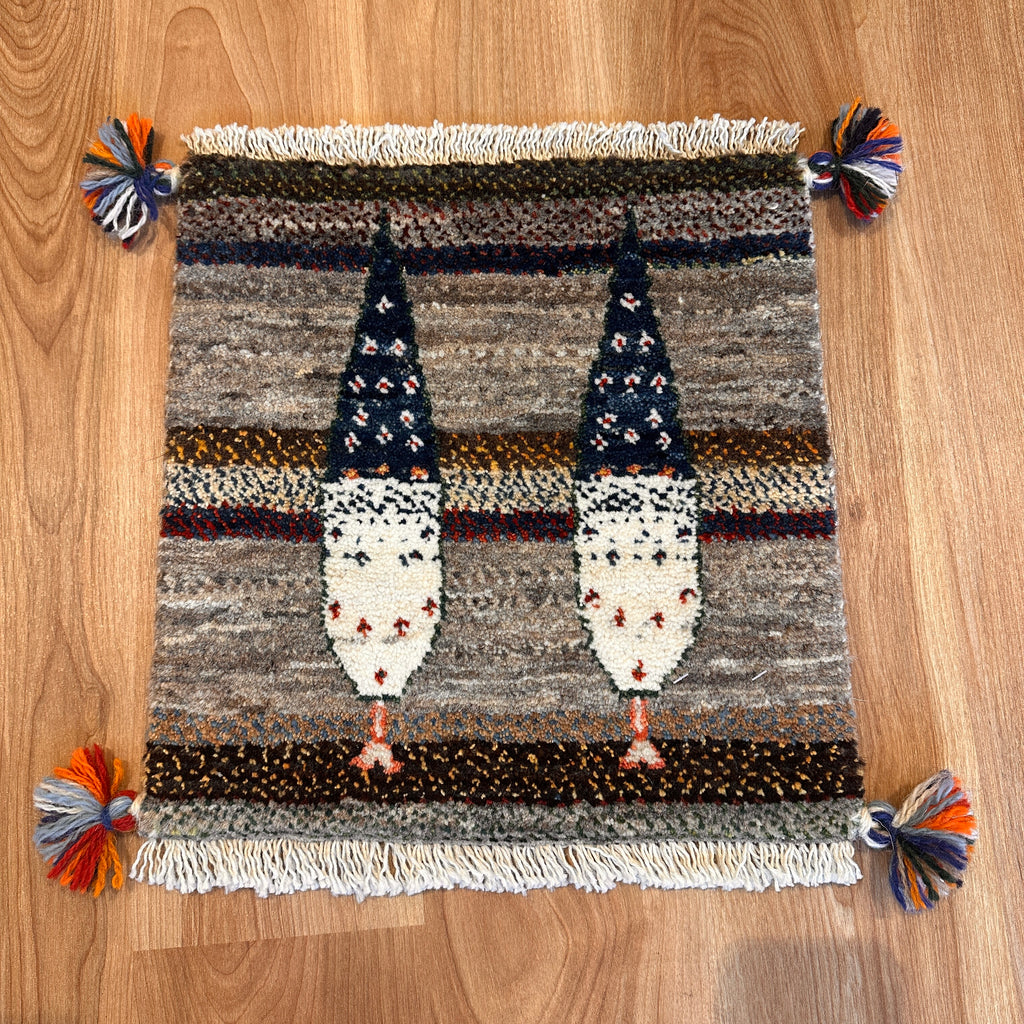 【決算SALE9/13-9/30】ギャッベ 座布団サイズ 39×37cm 手織り生命の樹 (GC-5621)