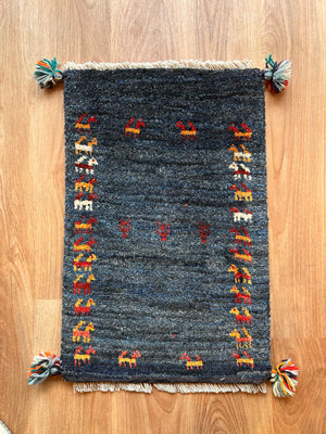 ギャッベ 玄関マット サイズ 60×40cm 生命の樹🌲ヤギ🐐(GD-5256)