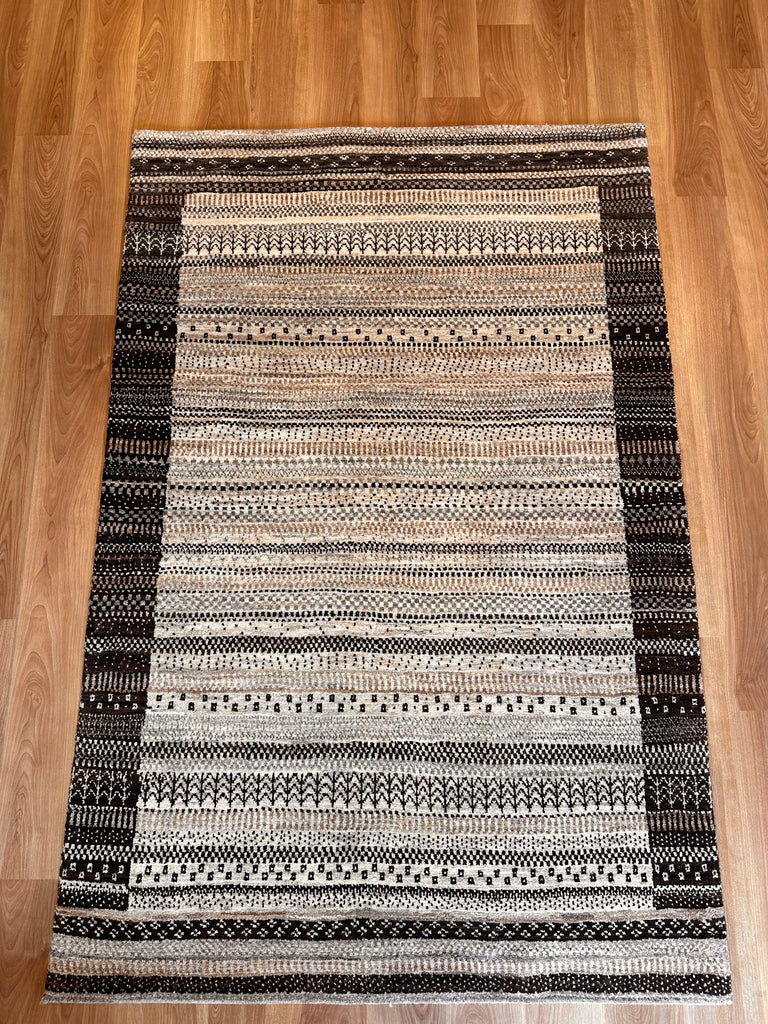 ギャッベ リビングサイズ 199×132cm 手織り グレー(GL-0127)