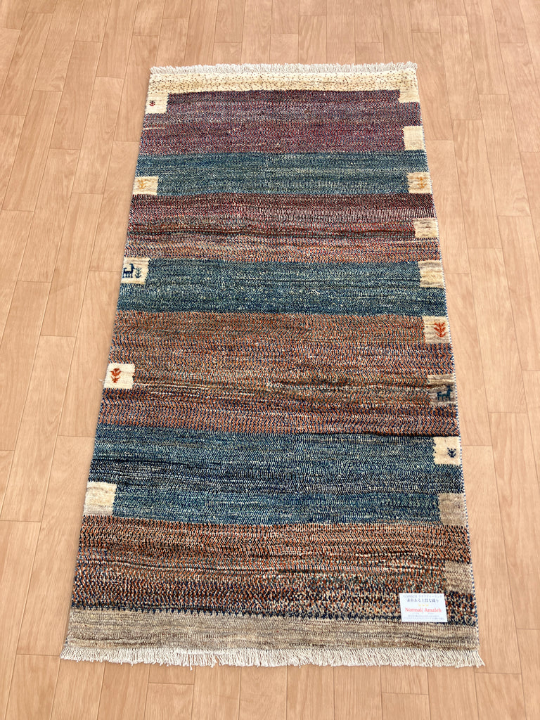 【OUT LET】ギャッベ アクセントサイズ 160×82cm 手織り グレー  (GL-5152)