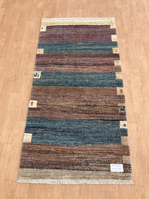 【OUT LET】ギャッベ アクセントサイズ 160×82cm 手織り グレー  (GL-5152)