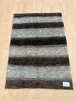 【OUT LET】ギャッベ アクセントサイズ 141×98cm 手織り 茶 (GL-5153)