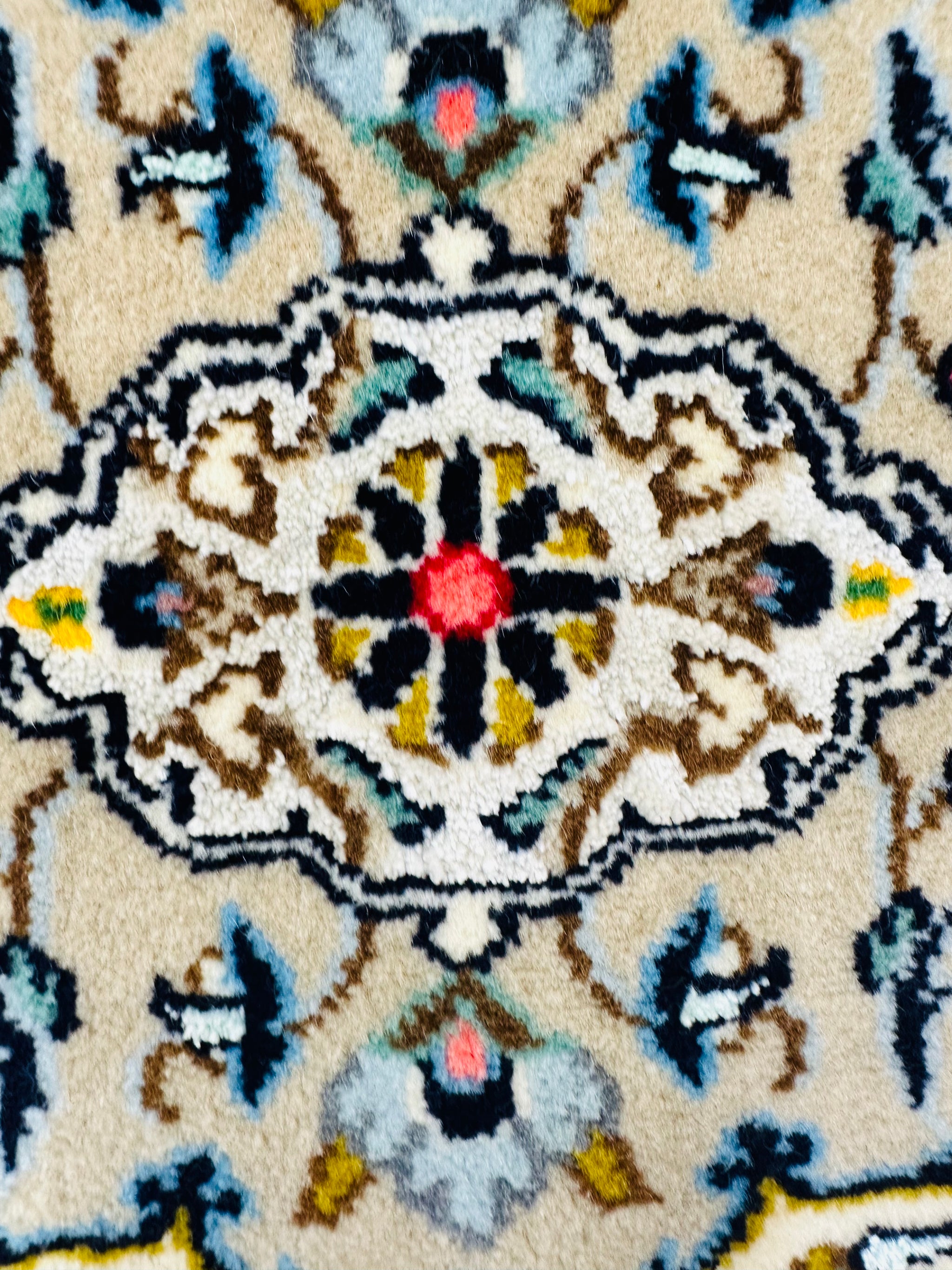 トライバルラグ 70×99cm 手織り グレー ベージュ【返品保証】 (TR-0094