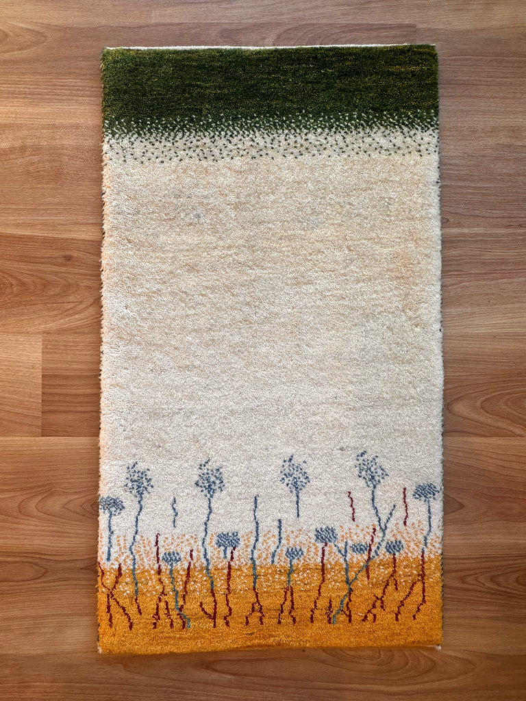ギャッベ 玄関マット サイズ 86×48cm 生命の樹  白(GD-5180)