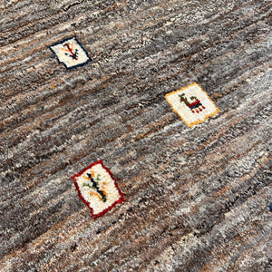【決算SALE9/20-9/30】ギャッベ リビング サイズ 200×123cm 手織り グレー(GL-5148)