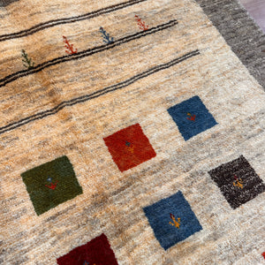 【決算SALE9/20-9/30】ギャッベ リビング サイズ 198×141cm 手織り 白(GL-5142)