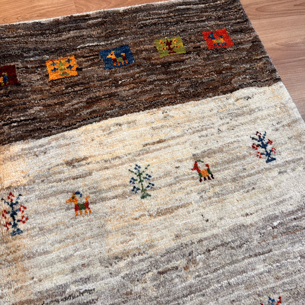 【決算SALE9/13-9/30】ギャッベ リビング サイズ 194×120cm 手織り ブラウン (GL-5140)