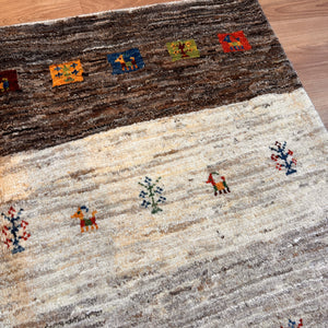 【決算SALE9/13-9/30】ギャッベ リビング サイズ 194×120cm 手織り ブラウン (GL-5140)