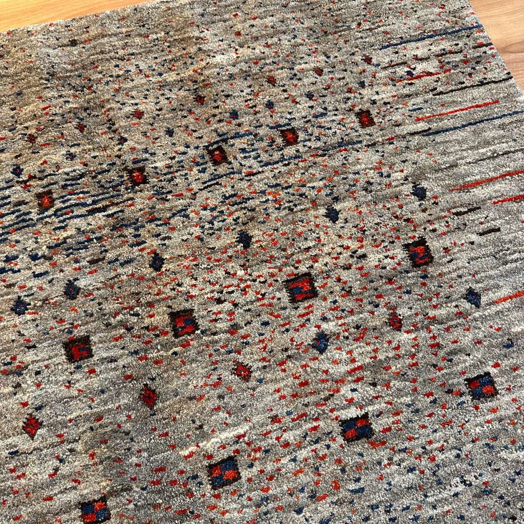 【決算SALE9/13-9/30】ギャッベ リビング サイズ 182×125cm 手織りグレー (GL-5137)