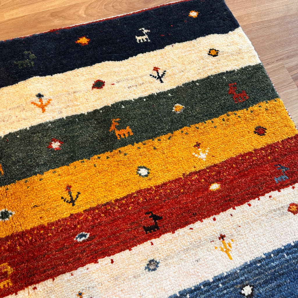 【決算SALE9/13-9/30】ギャッベ リビング サイズ 178×117cm 手織りミックス  (GL-5136)