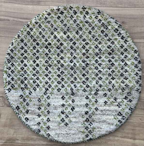 ギャッベ 円形 座布団サイズ 直径44cm 手織り グレー (GCR-0611)