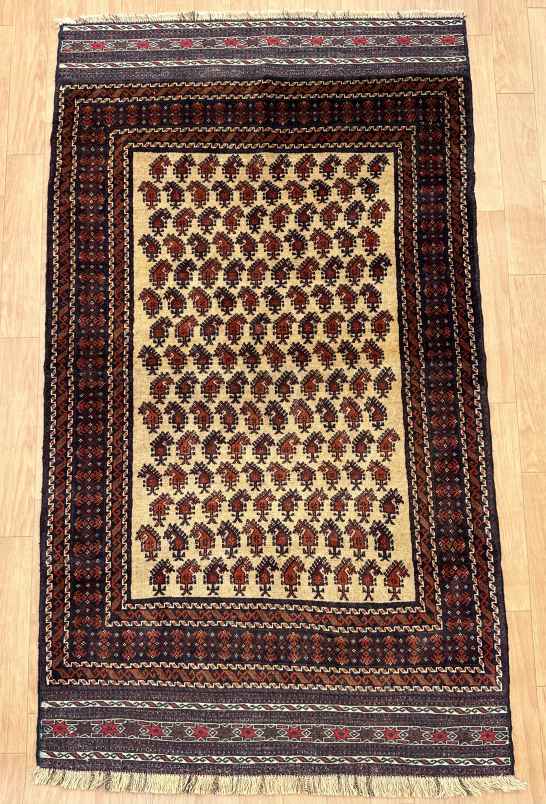 トライバルラグ（バルーチ） 175×100cm 手織り ベージュ (BR-0107)