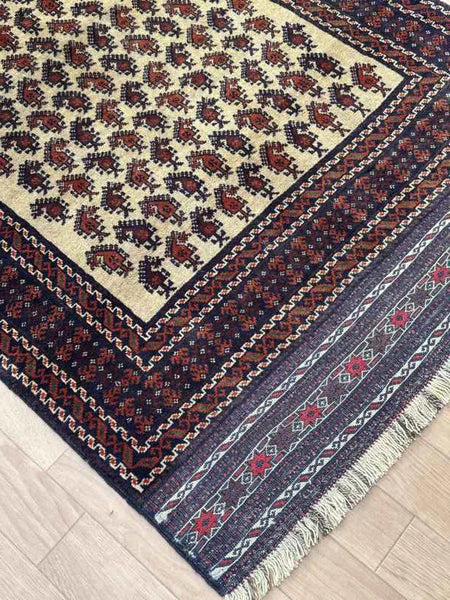 トライバルラグ ネイビー×ベージュ147x88cm トライバルラグ ネイビー トライバルラグ ネイビー×ベージュ147x88cm トライバルラグ ネイビー