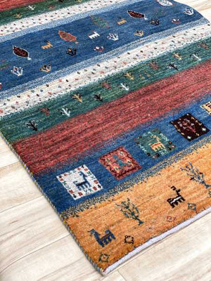 ギャッベ アクセントラグサイズ 130×82cm 手織り (GA-0187)