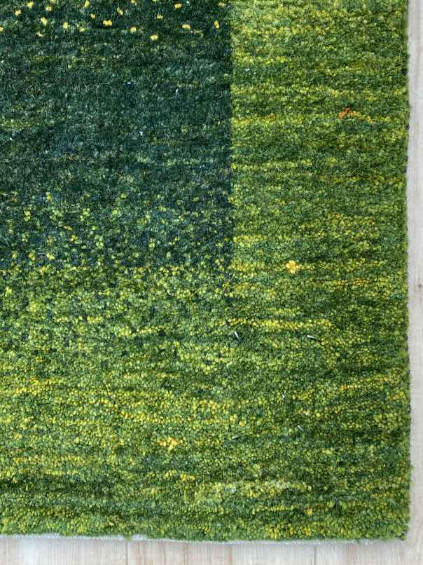 ギャッベ アクセントラグサイズ 131×86cm 手織り 緑 (GA-0324)３