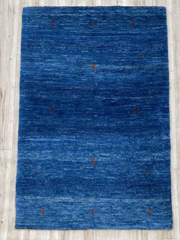 ギャッベ アクセントラグサイズ 127×84cm 手織り 青 (GA-0352)２