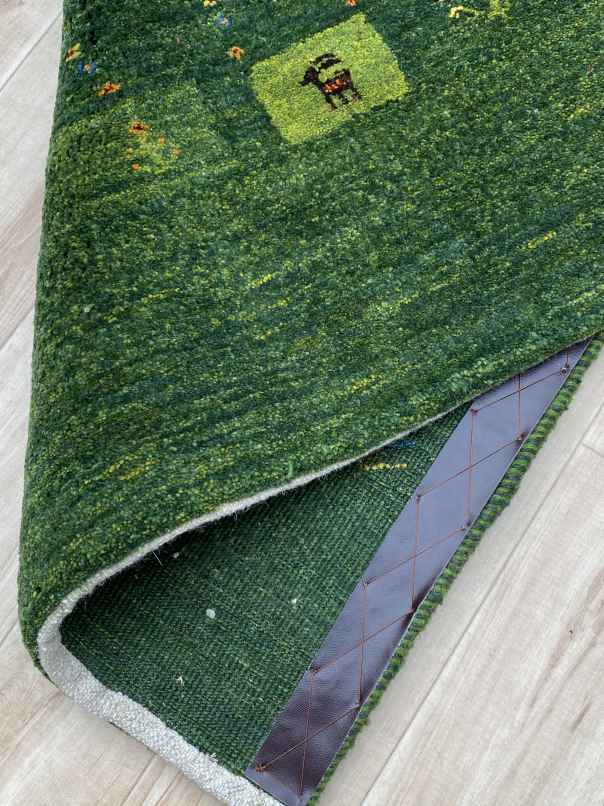 ギャッベ アクセントラグサイズ 120×90cm 手織り 緑 (GA-0361)６