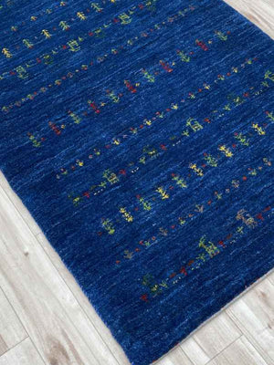 ギャッベ アクセントラグサイズ 119×78cm 手織り 青 (GA-0389)
