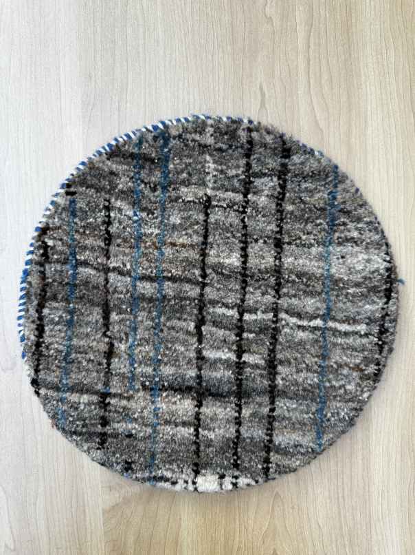 ギャッベ 円形 座布団サイズ 直径31cm 手織り グレー (GCR-0477)