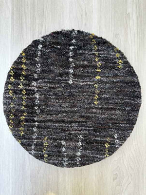 ギャッベ 円形 座布団サイズ 直径39cm 手織り グレー (GCR-0577)