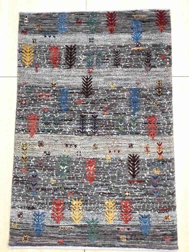 ギャッベ 玄関マットサイズ 104×68cm 手織り (GD-0010)１