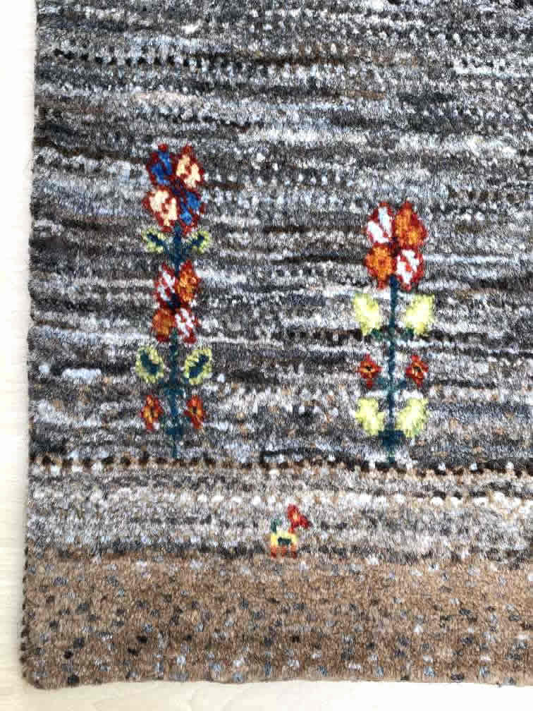 ギャッベ 玄関マットサイズ 104×67cm 手織り (GD-0014)３