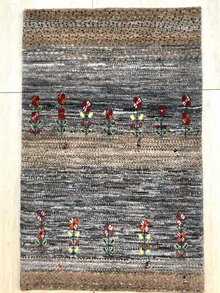 ギャッベ 玄関マットサイズ 104×67cm 手織り (GD-0014)１