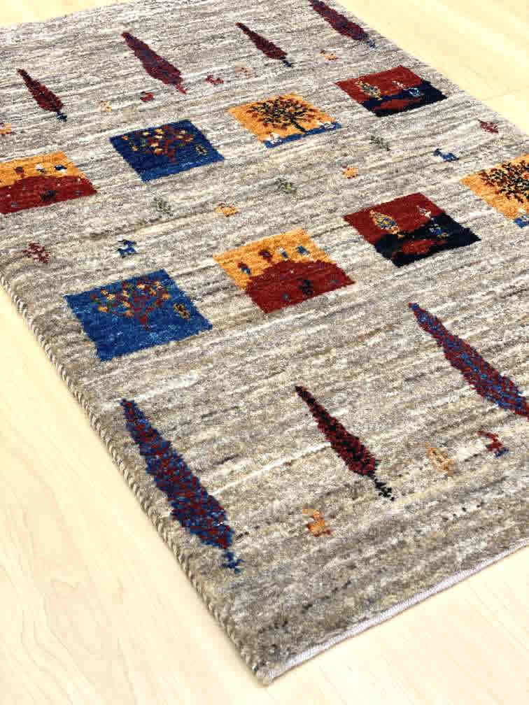 ギャッベ 玄関マットサイズ 97×63cm 手織り (GD-0022)