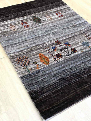 ギャッベ 玄関マットサイズ 89×60cm 手織り (GD-0038)