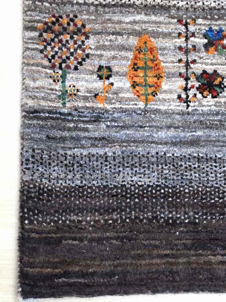 ギャッベ 玄関マットサイズ 89×60cm 手織り (GD-0038)３