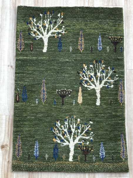 ギャッベ 玄関マットサイズ 88×58cm 手織り (GD-0216)1