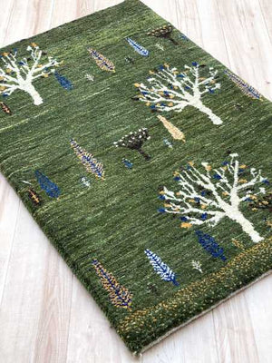ギャッベ 玄関マットサイズ 88×58cm 手織り (GD-0216)