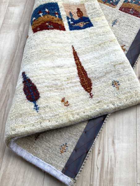 ギャッベ 玄関マットサイズ 95×61cm 手織り (GD-0220)2