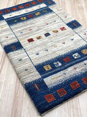 ギャッベ 玄関マットサイズ 98×60cm 手織り (GD-0222)