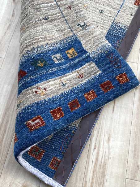 ギャッベ 玄関マットサイズ 97×60cm 手織り (GD-0228)2