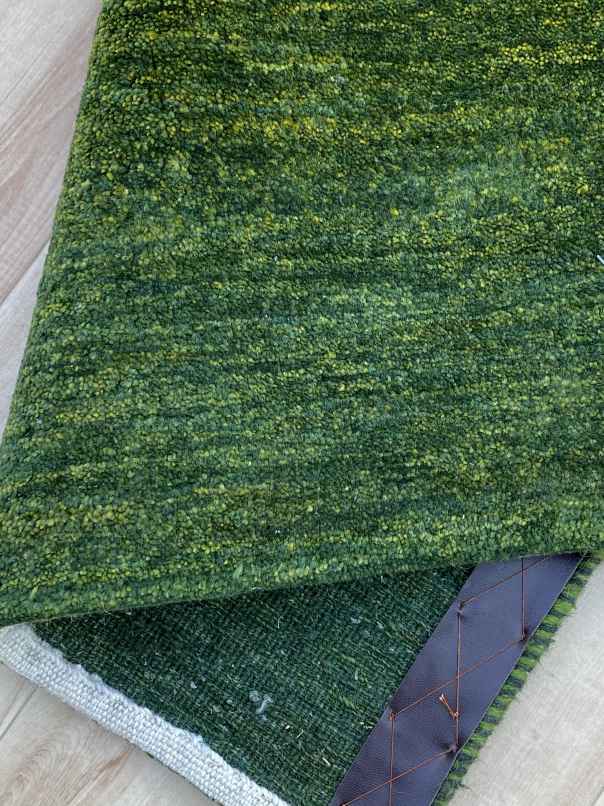 ギャッベ 玄関マットサイズ 89×52cm 手織り 緑 (GD-0517)６
