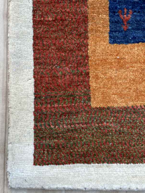 ギャッベ 玄関マットサイズ 93×64cm 手織り ブラウン (GD-0524)３